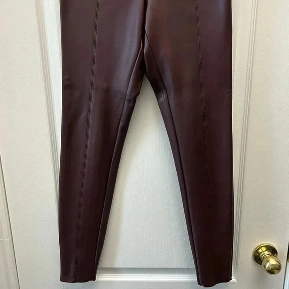 Topshop Piper Faux Leather Vegan Leggings Burgundy Oxblood  Size 2 - Picture 8 of 16